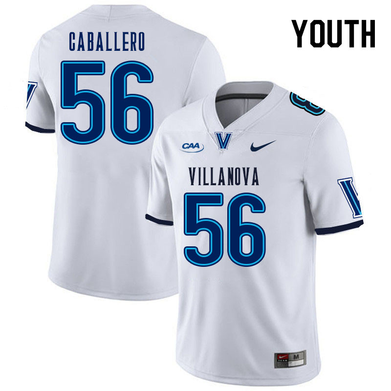Youth #56 Christian Caballero Villanova Wildcats College Football Jerseys Stitched Sale-White